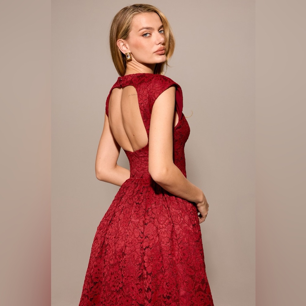 House Of CB - Debutante Dress in Red Lace - Picture 5 of 5